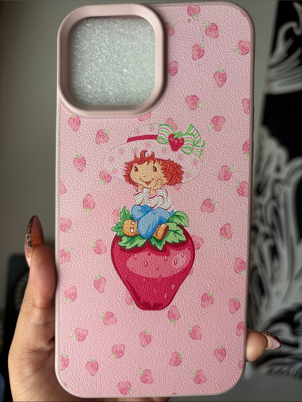 Pink Strawberry Character Phone Case - Cute Home Art Accessory